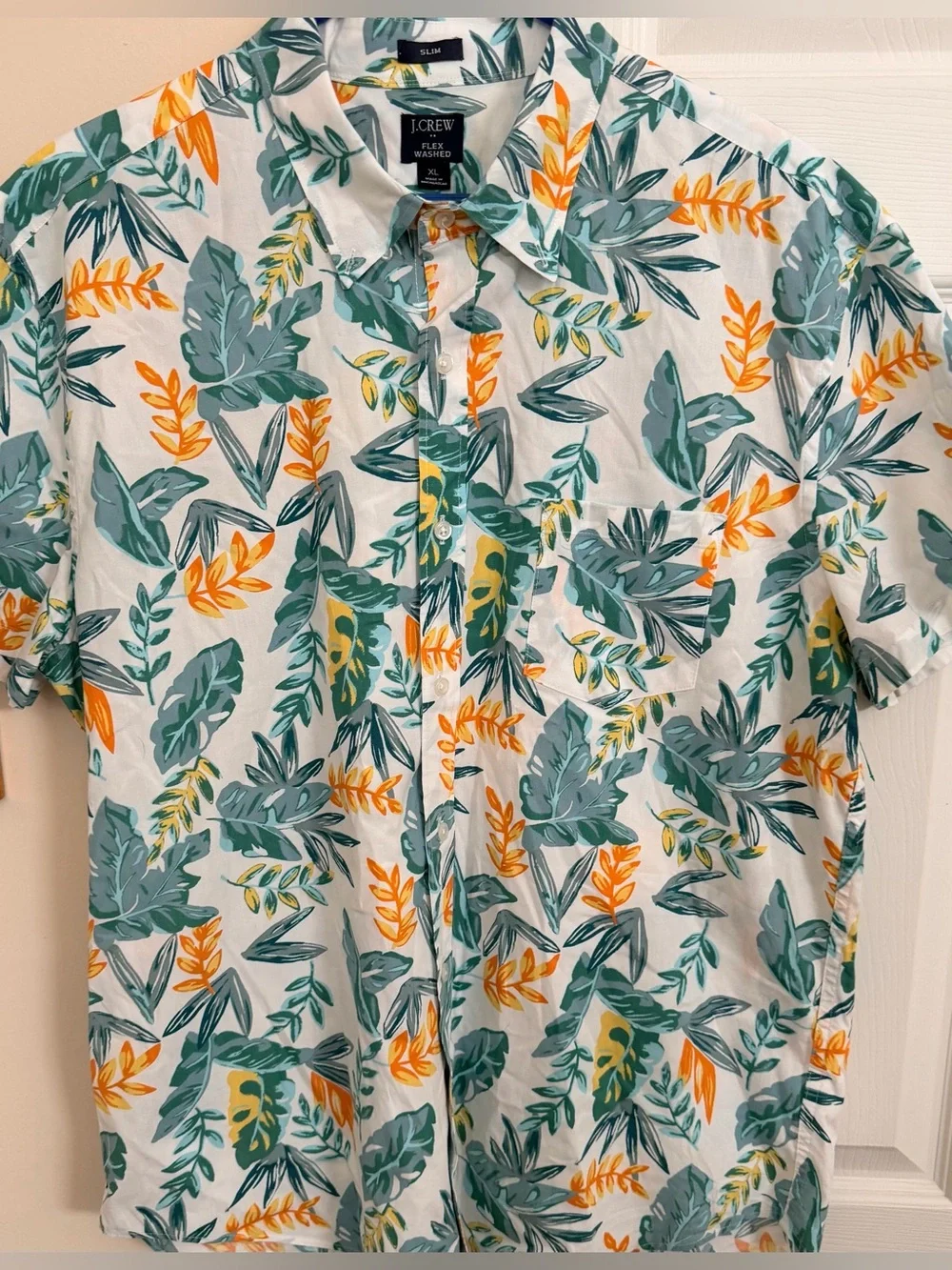 J Crew Flex Washed Slim Floral Print Men’s XL Short Sleeve Button Down Shirt